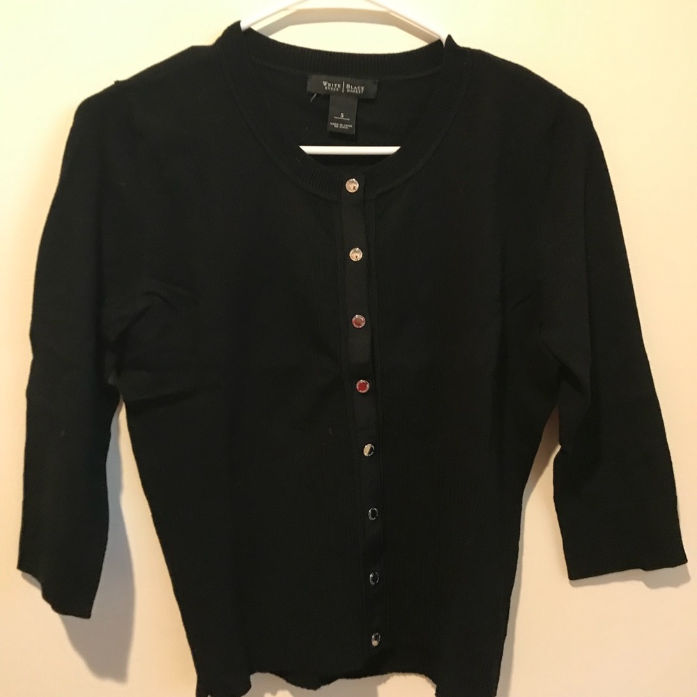 White House Black Market Black button up sweater